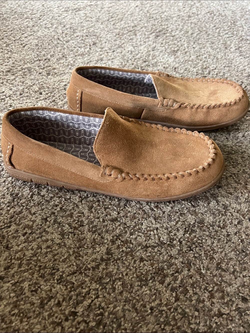 Lands End Men's Casual Suede Slip-On Slipper Loafers in Tan